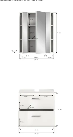 Salle de bains combinée 2 éléments BONGA-Xonox Clearance