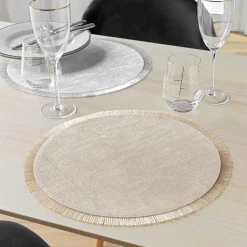 Set de table rond avec fils argentés JOALIE-U10